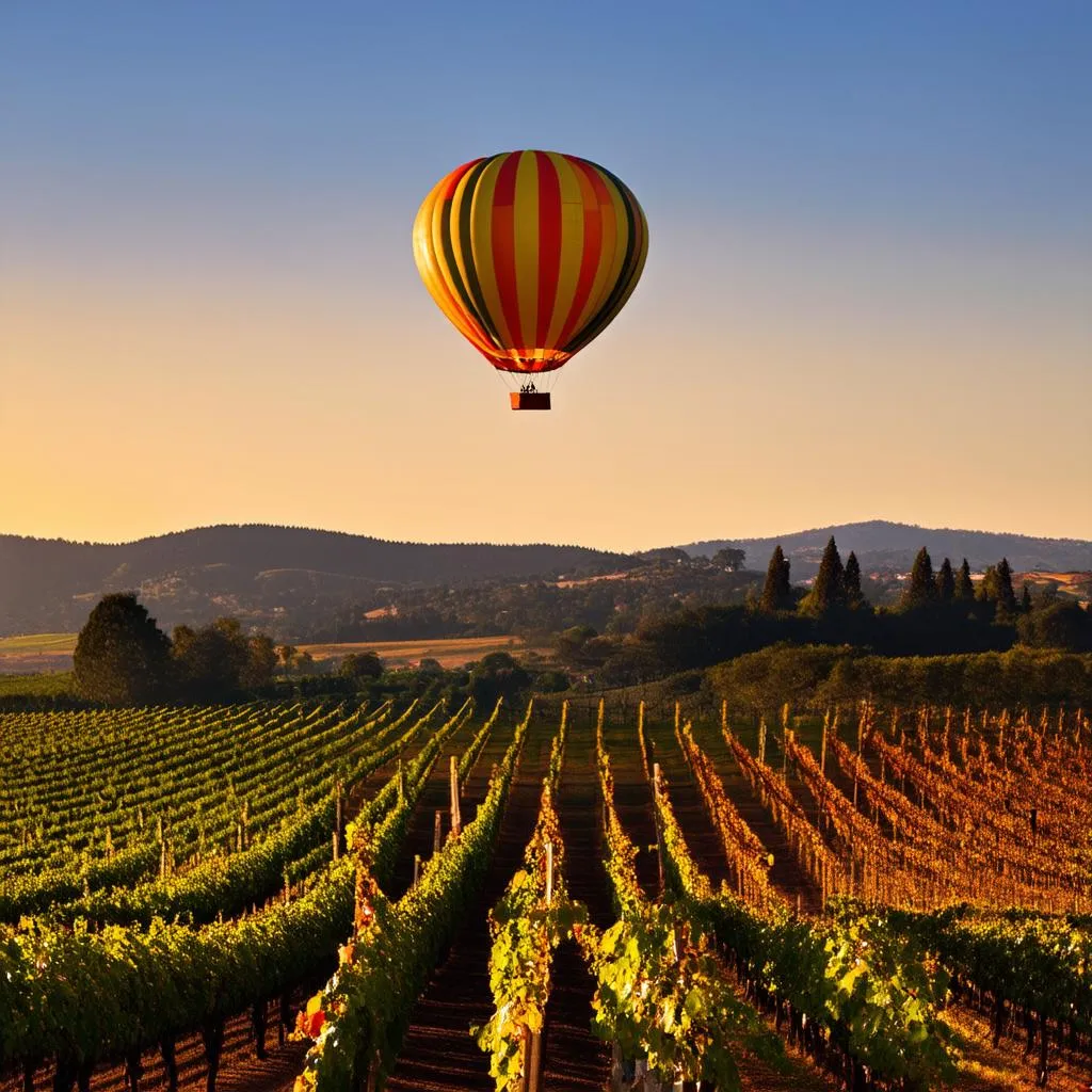 Sunset over Napa Valley vineyards